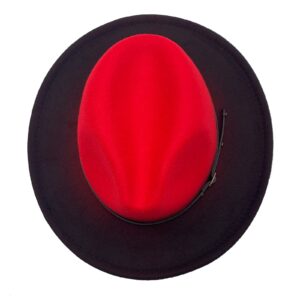 Wide Brim Fedora Hats for Women & Men Two Tone Felt Hat Gradient Dress Hat Red