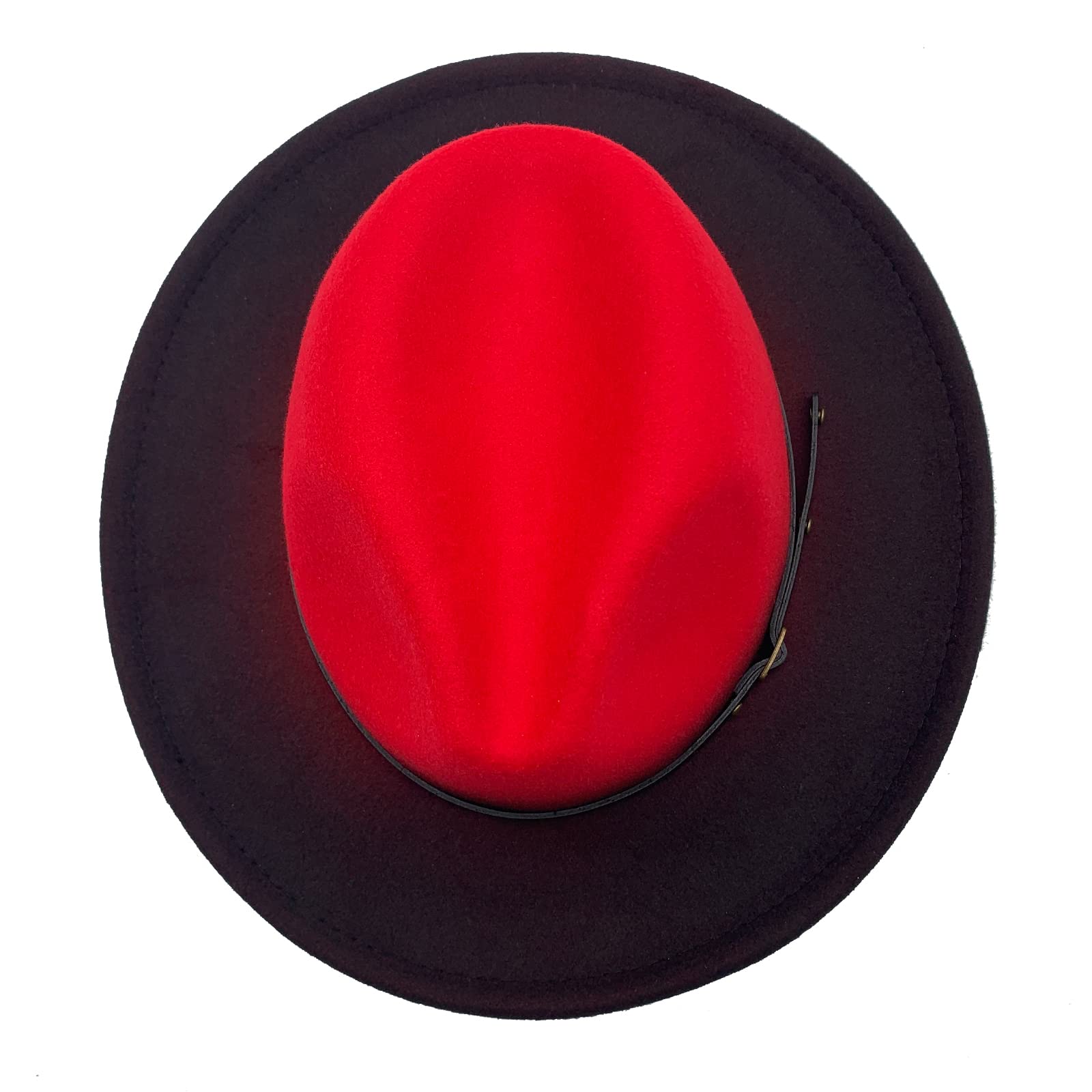 Wide Brim Fedora Hats for Women & Men Two Tone Felt Hat Gradient Dress Hat Red