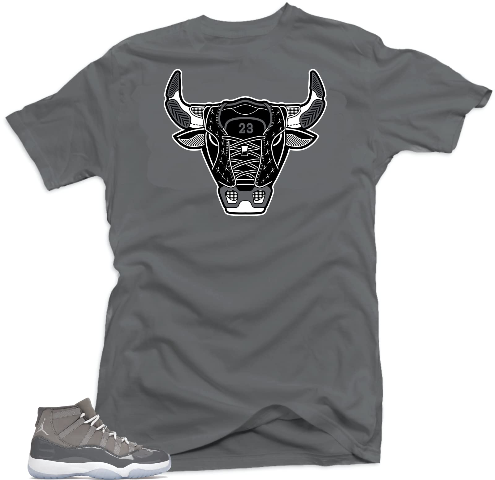 Jordan 11 Cool Grey Match Tees - Bull 11 Grey | XX-Large