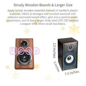 KaraMuizi Wooden Bluetooth Karaoke Machine with 2 Wireless Microphones, Wireless Speaker with LED Music Speaker MP3 Player for Kids and Adult for for Party Birthday Gift (Wireless Microphones,Cloud)