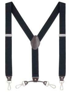 suspenders for men with swivel hooks and adjustable braces, suitable for heavy duty, big and tall, black (black)