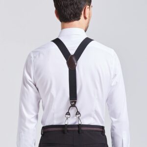 Suspenders for Men with Swivel Hooks and Adjustable Braces, Suitable for Heavy Duty, Big and Tall, Black (Black)