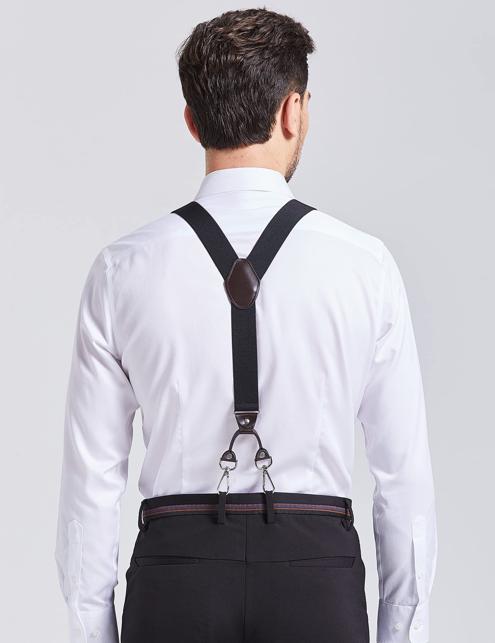 Suspenders for Men with Swivel Hooks and Adjustable Braces, Suitable for Heavy Duty, Big and Tall, Black (Black)