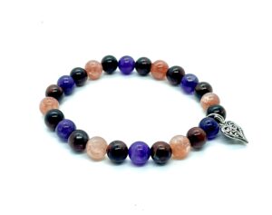 dce triple stone optimum weight losst handmadee 8mm gemstone red tiger eye - sunstone - amethyst beaded jewelryyts natural healing metabolism booster spiritualts by dazzling crys