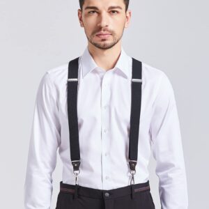 Suspenders for Men with Swivel Hooks and Adjustable Braces, Suitable for Heavy Duty, Big and Tall, Black (Black)