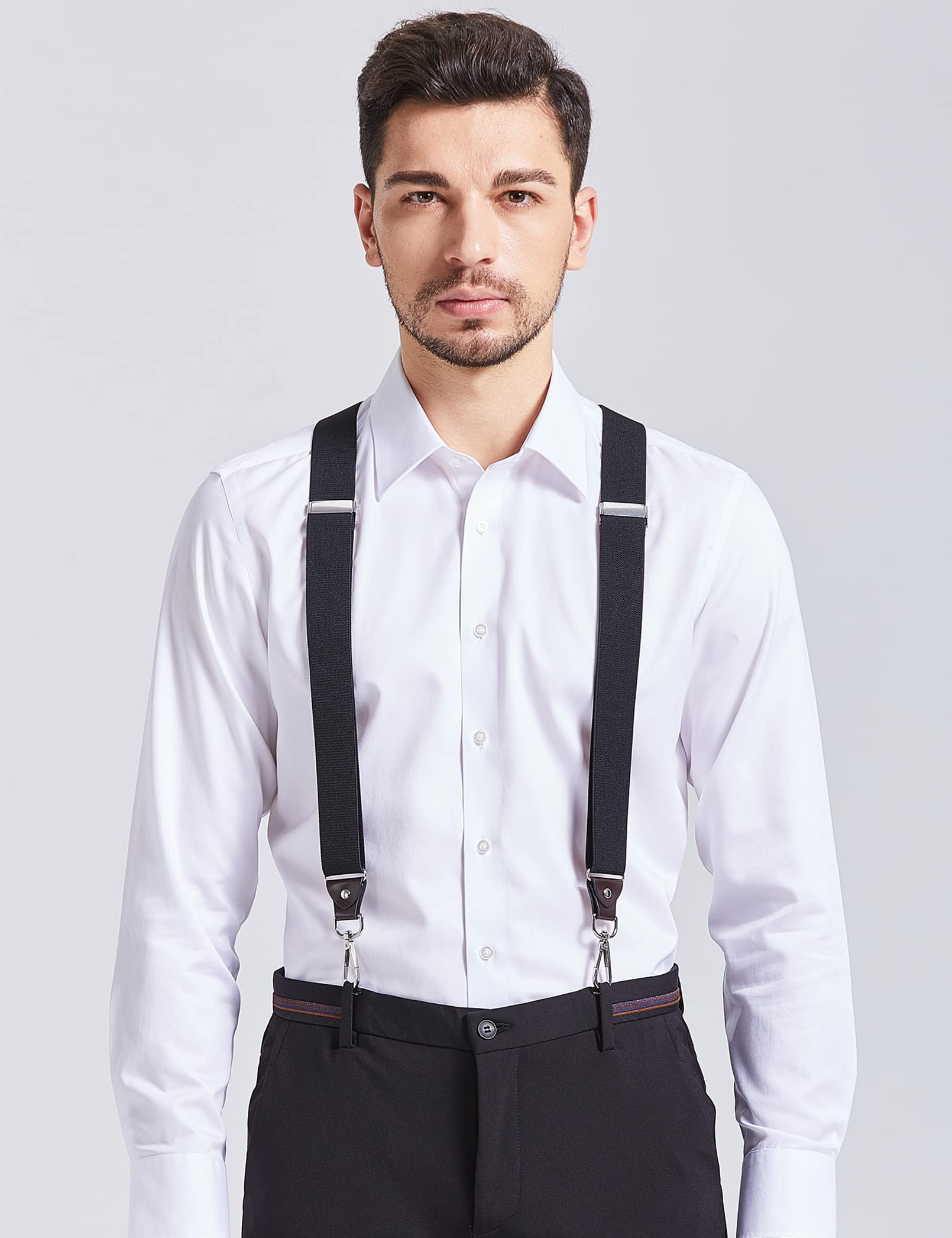 Suspenders for Men with Swivel Hooks and Adjustable Braces, Suitable for Heavy Duty, Big and Tall, Black (Black)