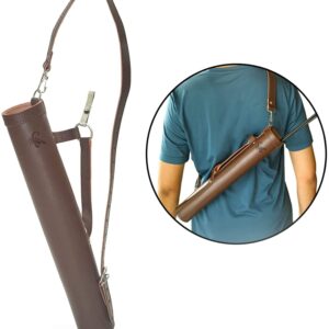 Scorpion Archery Back Arrow Quiver - Genuine Leather Arrow Case - Traditional Handmade Archery Quiver for Hunting & Target Practicing - Adjustable Lightweight & Comfortable Cow Leather) (Brown)