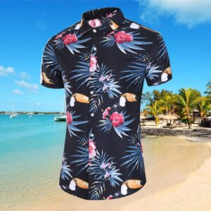 XZNB Men's Hawaiian Shirt Short Sleeves Printed Button Down Summer Beach Dress Shirts Turn-Down Collar T-Shirt Tops Mens Christmas Shirts Golf Shirts Ping Golf Shirts for Men Polo Shirts for Men