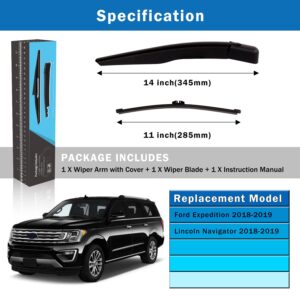 WTI Rear Wiper Arm Blade Set Compatible With Ford Expedition 2018-2019 / Compatible With Lincoln Navigator 2018-2019 SUV Rear Windshield Window Wiper Kits Assembly New Replacement Accessories Parts