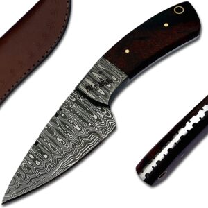 PAL 2000 KNIVES DAM-6011 Handmade Damascus Steel Knife with Sheath New Pattern Blade and Handle