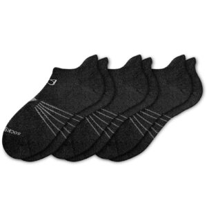 socks daze womens cushioned wool running hiking socks, men's ankle low cut warm winter soft wool athletic heel tab socks for golf tennis cycling, 3 pairs black, medium