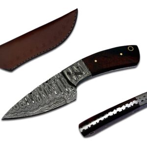 PAL 2000 KNIVES DAM-6011 Handmade Damascus Steel Knife with Sheath New Pattern Blade and Handle