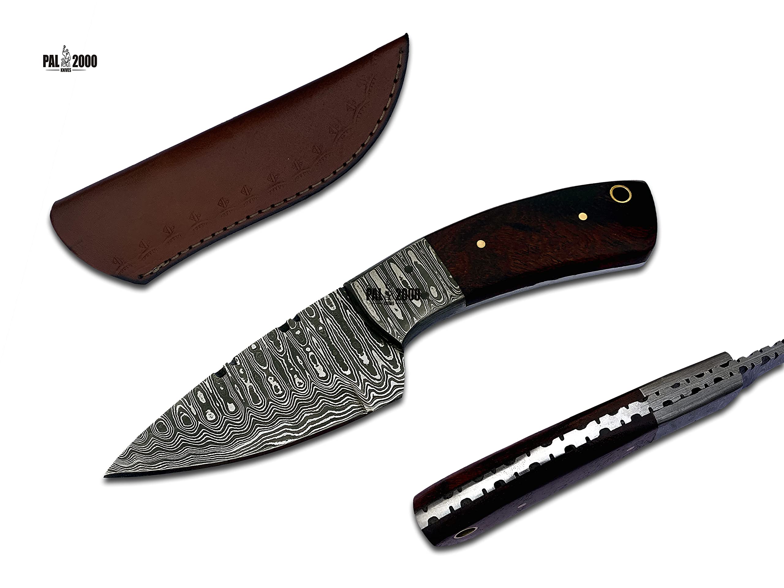 PAL 2000 KNIVES DAM-6011 Handmade Damascus Steel Knife with Sheath New Pattern Blade and Handle