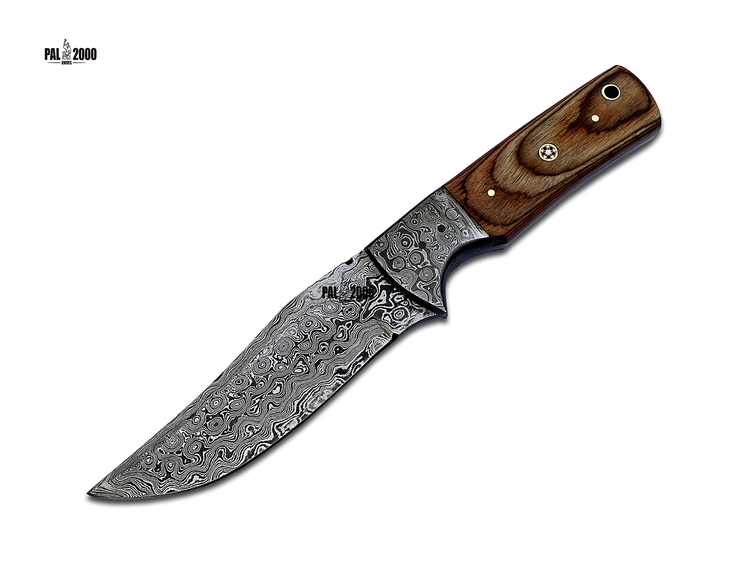 PAL 2000 KNIVES DAM-6010 Handmade Damascus Steel Knife laminate wood with Leather Sheath