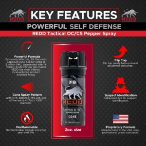 NW Self Defense Products Redd, Tactical OC/CS Pepper Spray - Flip Top Cone (2 oz)