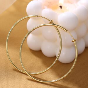 HAIAISO 6 Pairs Clip On Hoop Earrings for Women Fake Spring Hoop Earrings Set for Non-Pierced Ears Jewelry 6 Sizes(Gold)