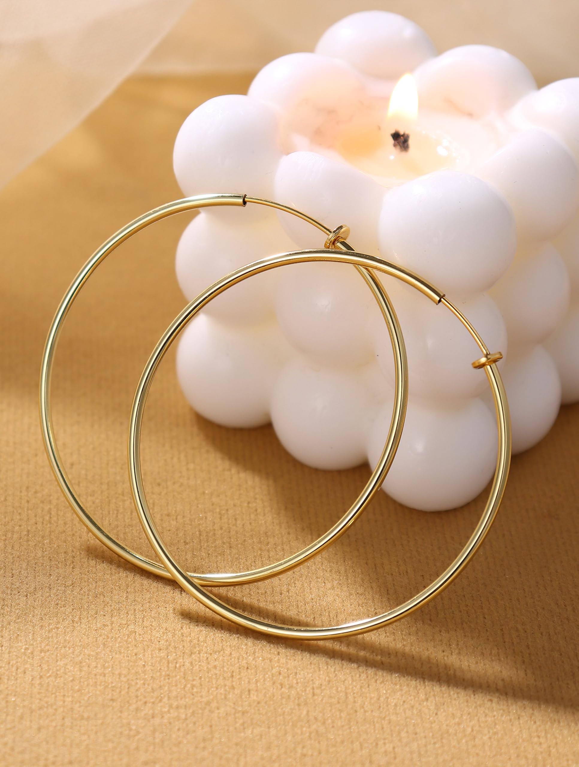 HAIAISO 6 Pairs Clip On Hoop Earrings for Women Fake Spring Hoop Earrings Set for Non-Pierced Ears Jewelry 6 Sizes(Gold)