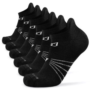 Socks Daze Womens Cushioned Wool Running Hiking Socks Men's Ankle Low Cut Warm Winter Soft Wool Athletic Heel Tab Socks for Golf Tennis Cycling, 6 Pairs Black, Medium