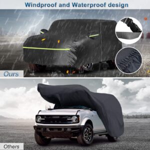 QUNSUNUS 6 Layer SUV Car Cover for Bronco 4 Door Car Cover Waterproof All Weather 210T Windproof Fit for Bronco 2021 2022