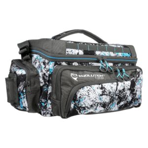 evolution fishing largemouth 3700 tackle bag - 19" in, water camouflage, outdoor carry bag w/ 3 fishing trays, plier holster, tackle box storage…