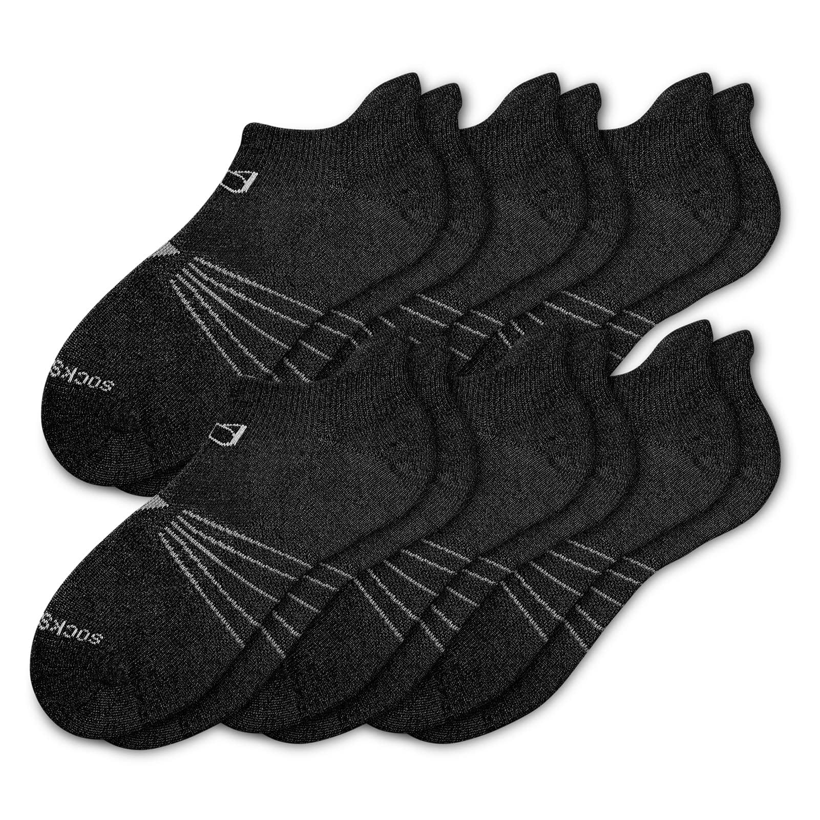 Socks Daze Womens Cushioned Wool Running Hiking Socks Men's Ankle Low Cut Warm Winter Soft Wool Athletic Heel Tab Socks for Golf Tennis Cycling, 6 Pairs Black, Medium