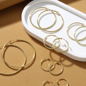 HAIAISO 6 Pairs Clip On Hoop Earrings for Women Fake Spring Hoop Earrings Set for Non-Pierced Ears Jewelry 6 Sizes(Gold)