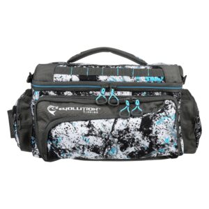 Evolution Fishing Largemouth 3700 Tackle Bag - 19" in, Water Camouflage, Outdoor Carry Bag w/ 3 Fishing Trays, Plier Holster, Tackle Box Storage…