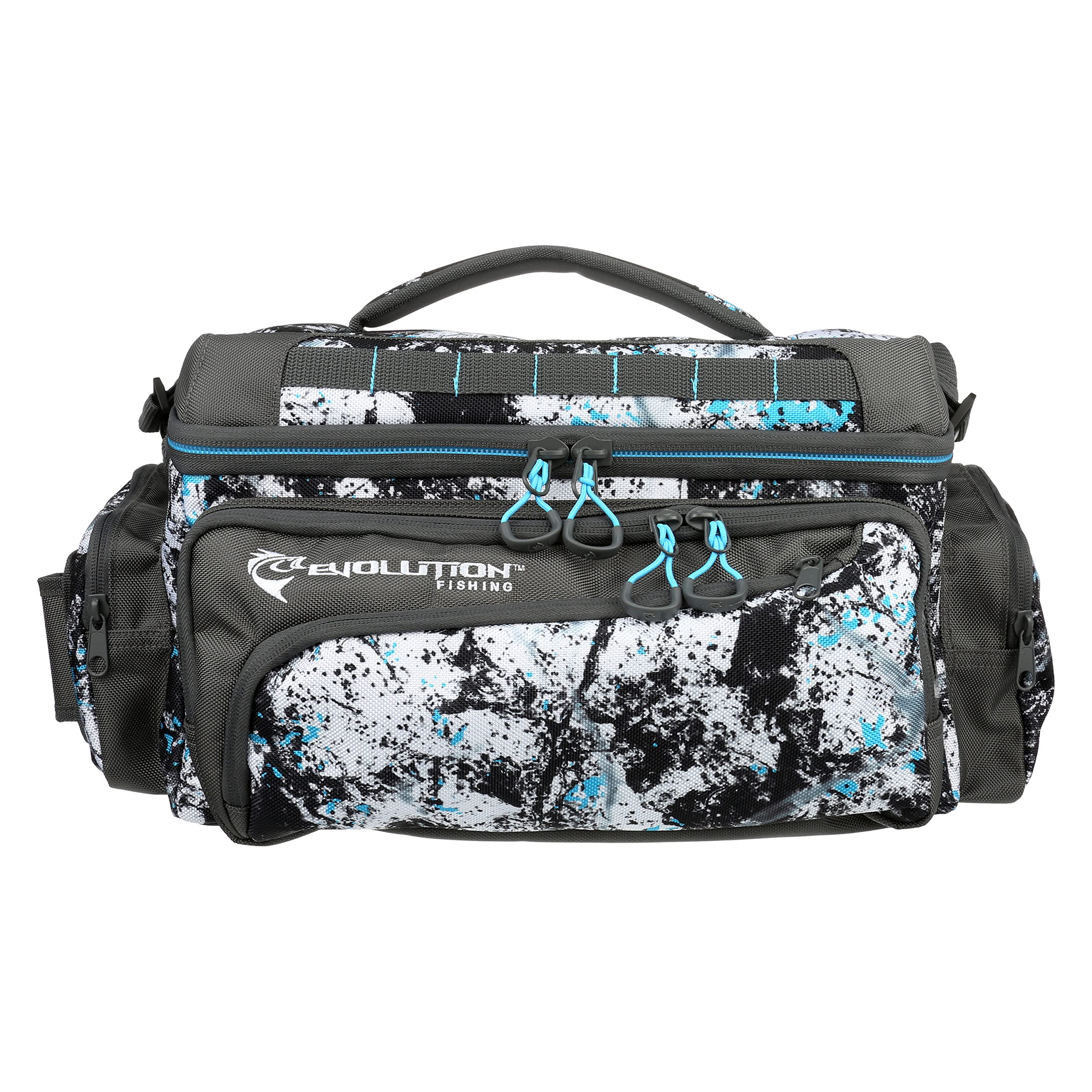 Evolution Fishing Largemouth 3700 Tackle Bag - 19" in, Water Camouflage, Outdoor Carry Bag w/ 3 Fishing Trays, Plier Holster, Tackle Box Storage…