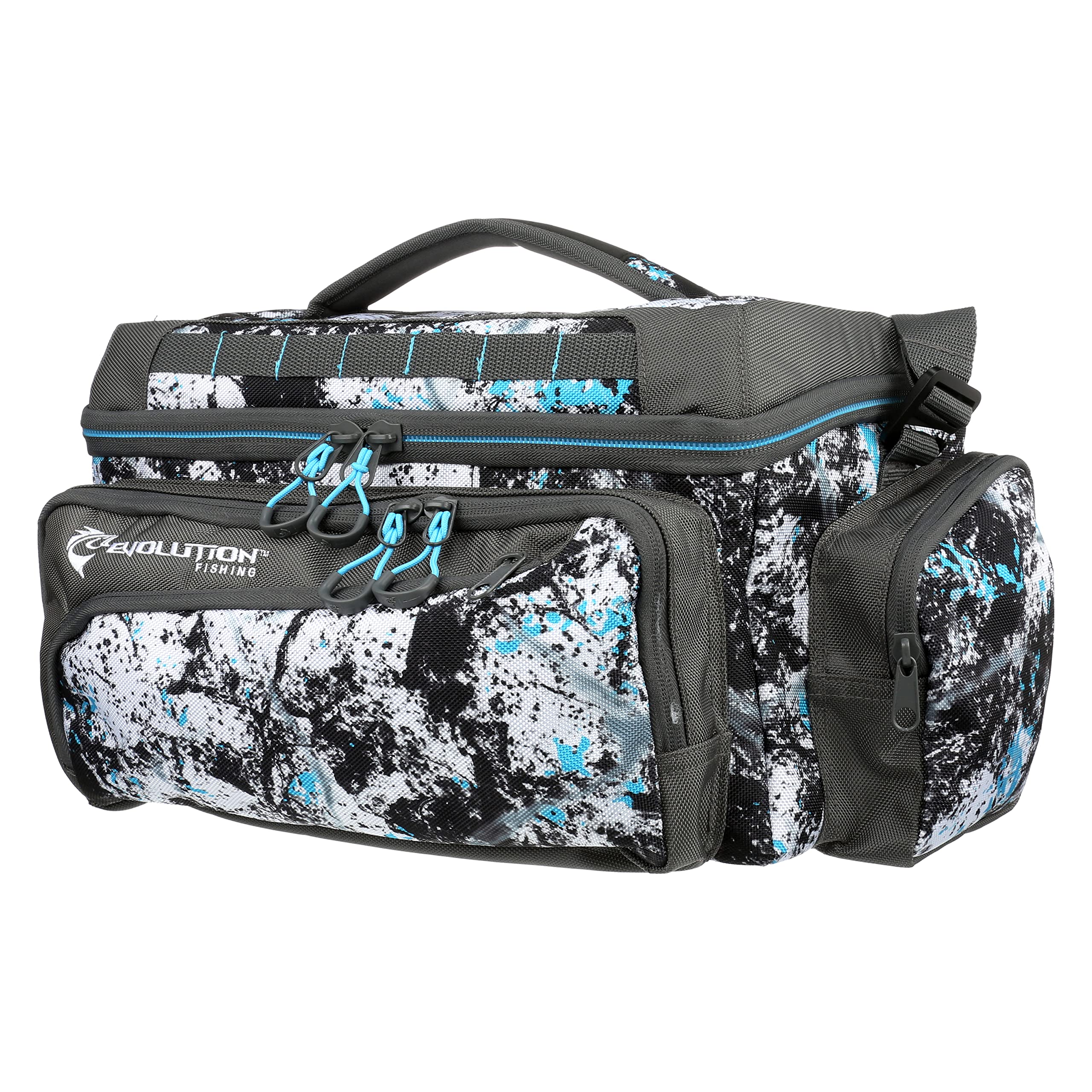 Evolution Fishing Largemouth 3700 Tackle Bag - 19" in, Water Camouflage, Outdoor Carry Bag w/ 3 Fishing Trays, Plier Holster, Tackle Box Storage…