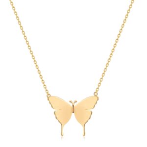 MRSXIA Butterfly Necklace for Women Gold Pendant 18K Gold Filled Dainty Chain Simple Insect Jewelry