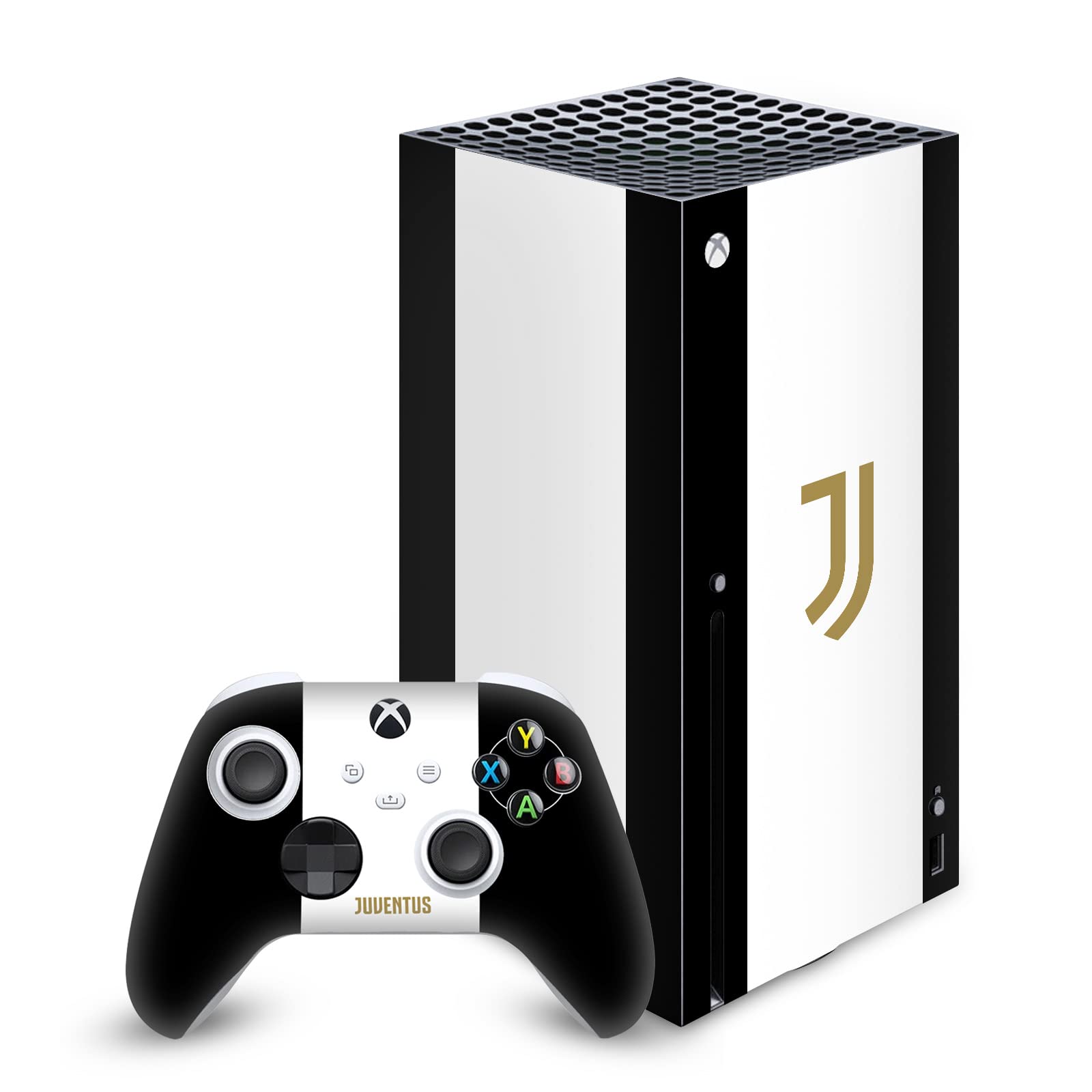 Head Case Designs Officially Licensed Juventus Football Club Black Stripes Art Vinyl Sticker Gaming Skin Decal Cover Compatible with Xbox Series X Console and Controller Bundle