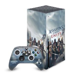 head case designs officially licensed assassin's creed game cover unity key art matte vinyl sticker gaming skin decal cover compatible with xbox series x console and controller bundle