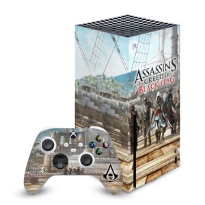 head case designs officially licensed assassin's creed group key art black flag graphics matte vinyl sticker gaming skin decal cover compatible with xbox series x console and controller bundle