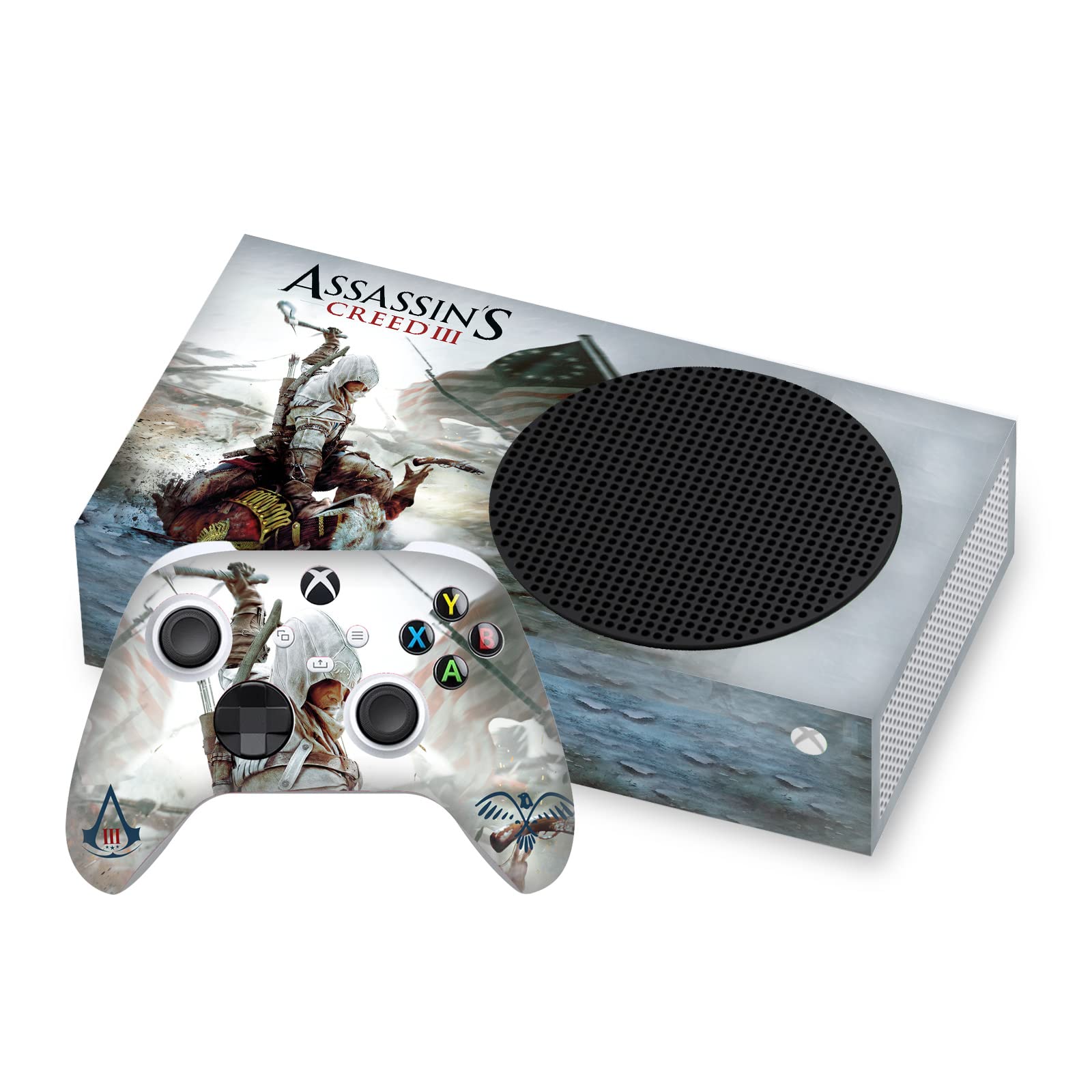 Head Case Designs Officially Licensed Assassin's Creed Game Cover III Graphics Matte Vinyl Sticker Gaming Skin Decal Cover Compatible with Xbox Series S Console and Controller Bundle