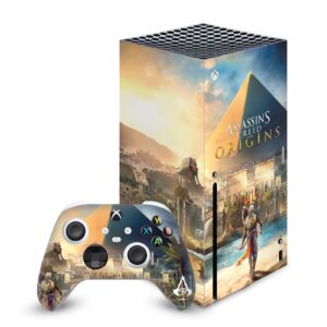 head case designs officially licensed assassin's creed key art bayek origins graphics matte vinyl sticker gaming skin decal cover compatible with xbox series x console and controller bundle