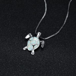 Vanel Turtle Necklace 925 Sterling Silver Opal Sea Turtle Necklace for Women Turtle Gifts for Women Girls Hawaiian Beach Opal Turtle Jewelry with Box