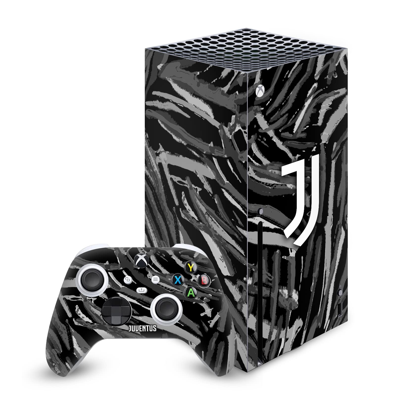 Head Case Designs Officially Licensed Juventus Football Club Abstract Brush Art Vinyl Sticker Gaming Skin Decal Cover Compatible with Xbox Series X Console and Controller Bundle