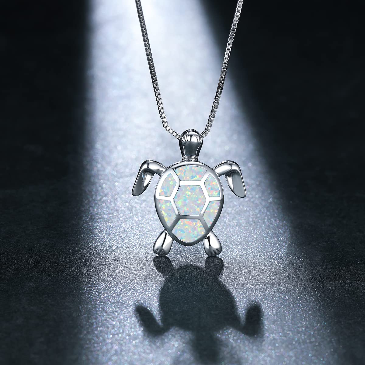 Vanel Turtle Necklace 925 Sterling Silver Opal Sea Turtle Necklace for Women Turtle Gifts for Women Girls Hawaiian Beach Opal Turtle Jewelry with Box