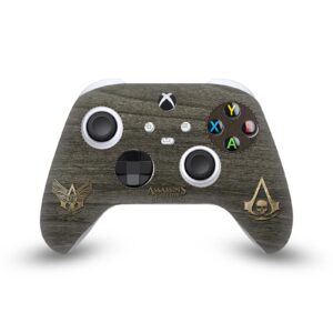 head case designs officially licensed assassin's creed wood and gold chest black flag graphics matte vinyl sticker gaming skin decal cover compatible with xbox series x/s controller