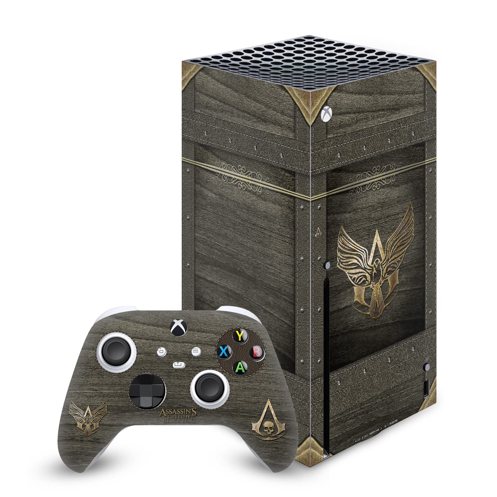 Head Case Designs Officially Licensed Assassin's Creed Wood and Gold Chest Black Flag Graphics Matte Vinyl Sticker Gaming Skin Decal Cover Compatible with Xbox Series X Console and Controller Bundle