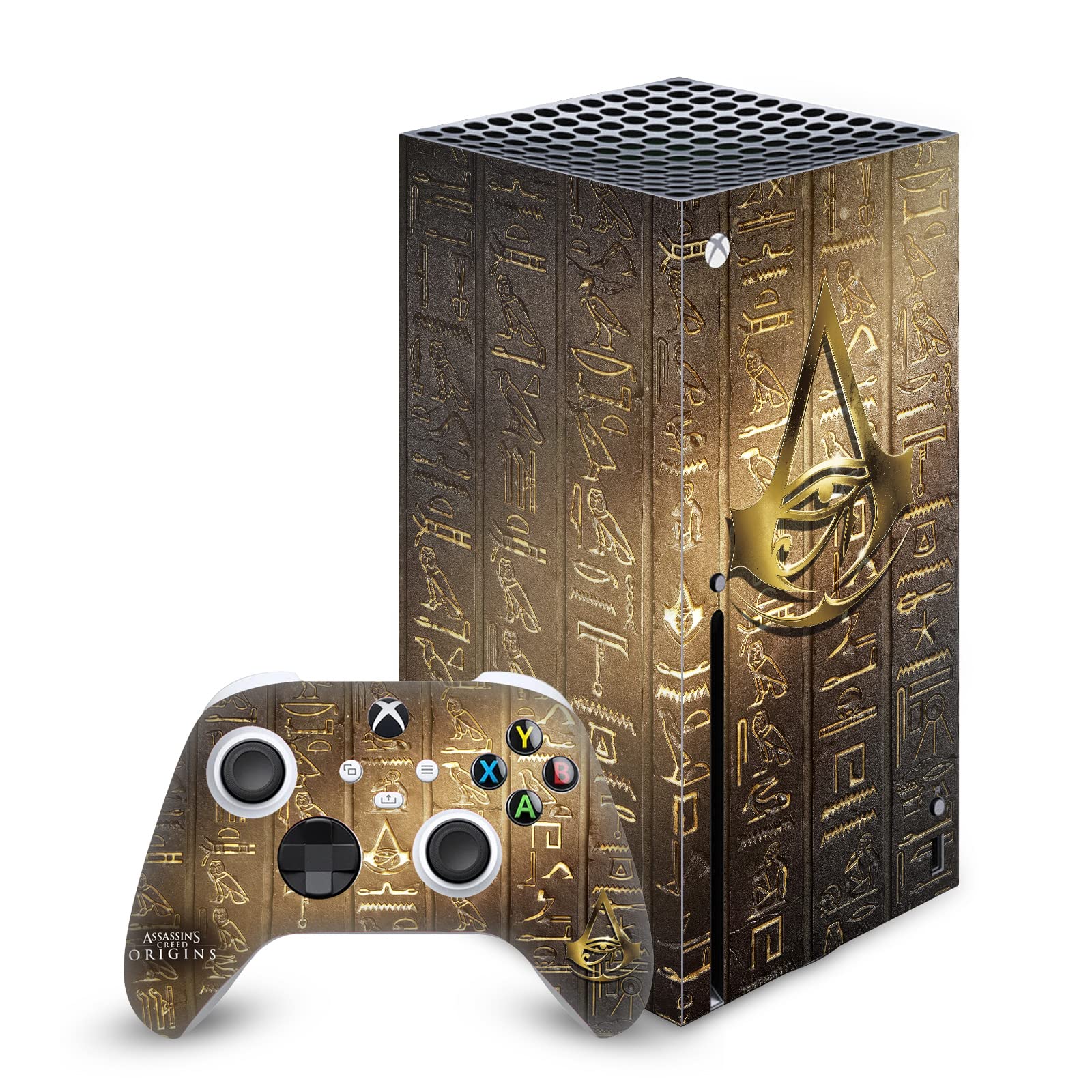 Head Case Designs Officially Licensed Assassin's Creed Origins Graphics Logo 3D Heiroglyphics Vinyl Sticker Gaming Skin Decal Cover Compatible with Xbox Series X Console and Controller Bundle