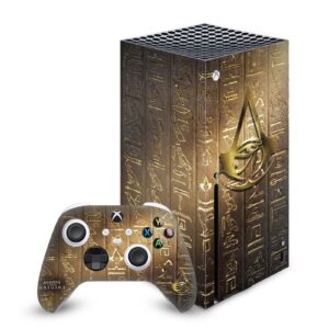 head case designs officially licensed assassin's creed logo 3d heiroglyphics origins graphics matte vinyl sticker gaming skin decal cover compatible with xbox series x console and controller bundle