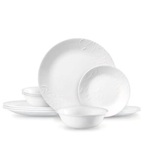 Corelle Madeline Embossed 12 Piece White Dinnerware Set