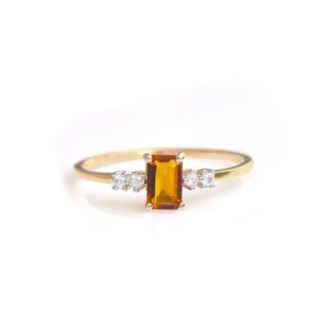 YoTreasure Healing Crystal Citrine & White Topaz 10kt Yellow Gold Engagement Ring