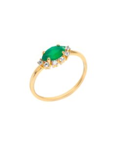 yotreasure 0.60 ct. t.w. green onyx & white topaz 10kt yellow gold ring