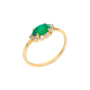 YoTreasure 0.60 ct. t.w. Green Onyx & White Topaz 10kt Yellow Gold Ring