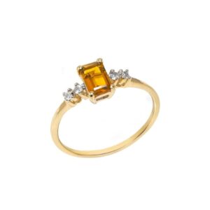 YoTreasure Healing Crystal Citrine & White Topaz 10kt Yellow Gold Engagement Ring