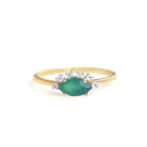 YoTreasure 0.60 ct. t.w. Green Onyx & White Topaz 10kt Yellow Gold Ring