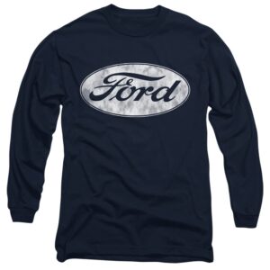 Popfunk Classic Ford Logo Unisex Adult Long-Sleeve T Shirt,Navy, Large