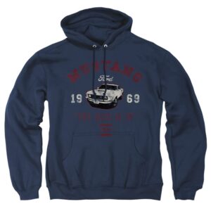 Popfunk Classic Ford Mustang The Boss Is In Unisex Adult Pull-Over Hoodie, Navy, 2X-Large